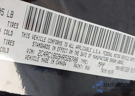 2017 Chrysler Pacifica Touring-L из США, поврежденный, VIN 2C4RC1BG9HR526708